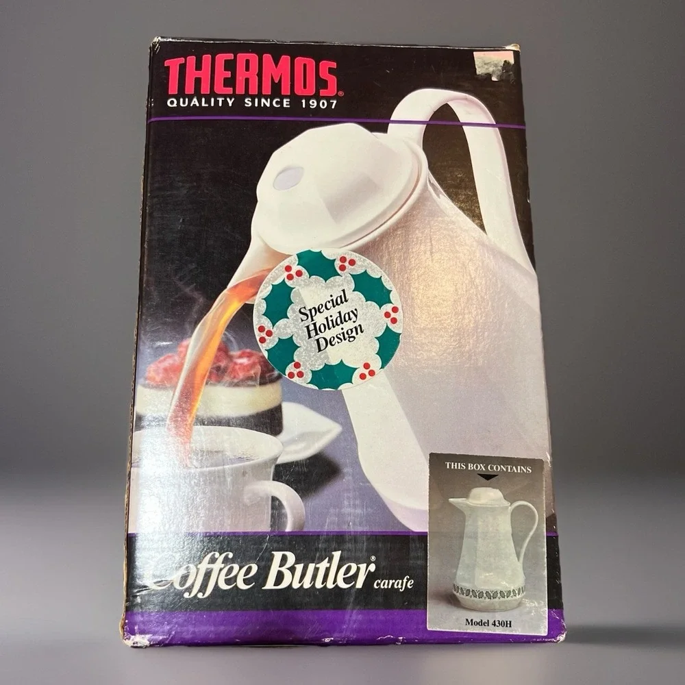 Thermos Coffee Butler Carafe 4308 Holiday Tree Design 32oz Vintage Serving Party